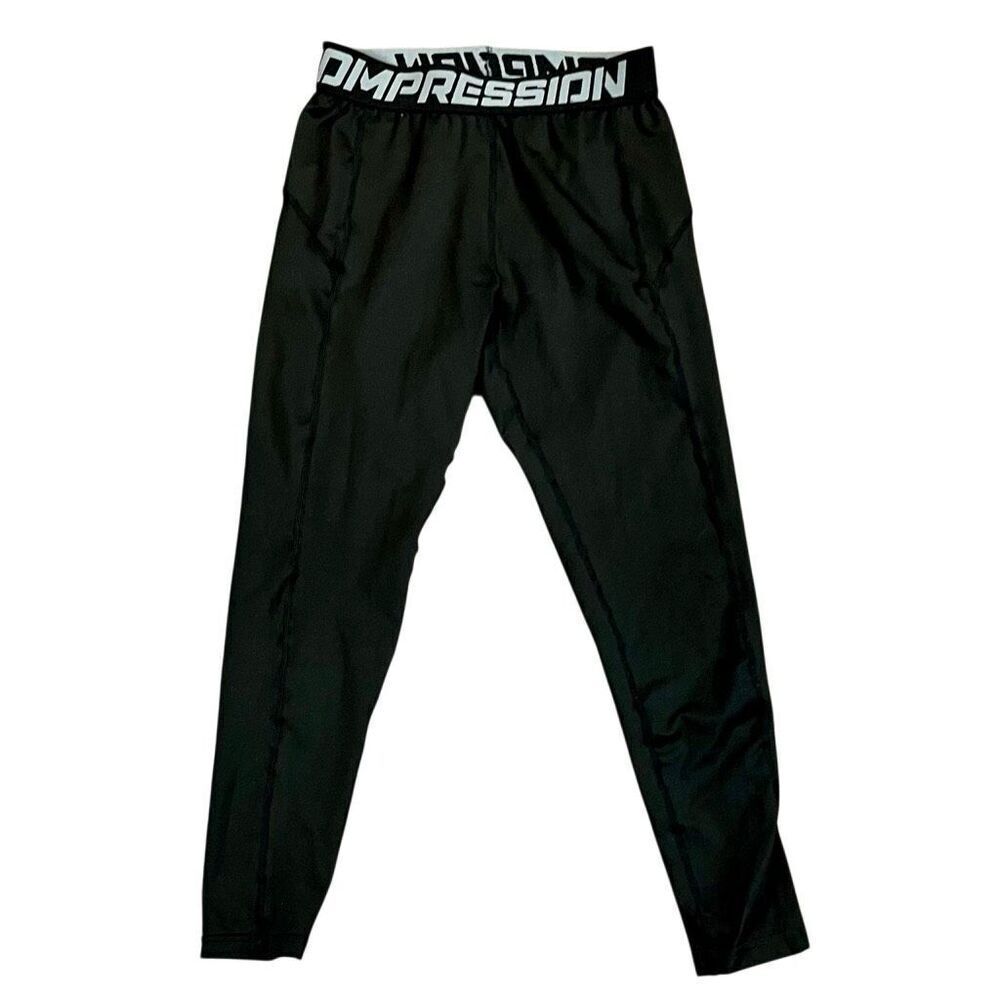 Boys Black Athletic Compression Pants